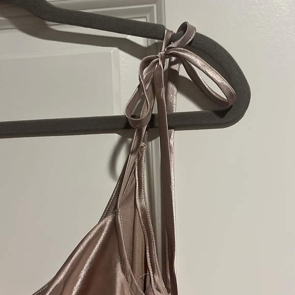 Satin Cowl Midi Dress in Champagne - Picture 4 of 7